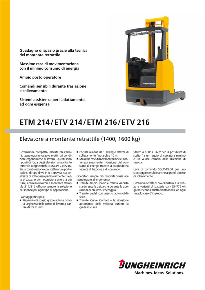 Noleggio Jungheinrich ETV 216 a Milano